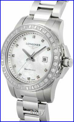 Longines Conquest Sport Collection Mother of Pearl White Diamond Women's Watch