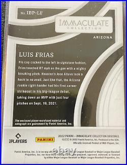 Luis Friars 2022 D-Backs Immaculate Collection 5/6 Silver Auto Game Worn Patch