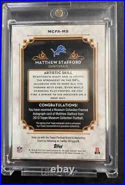 Matthew Stafford 2013 Topps Museum Collection 14/20 Silver Framed Auto Signed