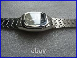 Men Rare Collectible Vtg Ss Seiko Sports 100 Square Black Dial Quartz Wristwatch