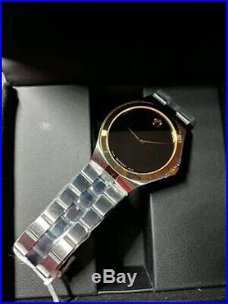 Men's $1,095 Movado Collection Two Tone PVD Swiss Made Black Dial Luxury Watch