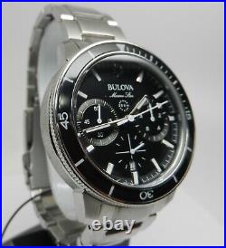 Men's Bulova Marine Star Chronograph Collection 200M 96B272 Black Dial Watch
