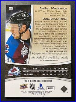NATHAN MacKINNON 2015-16 UD Ultimate Collection Silver Jersey Auto /99 #22 SP