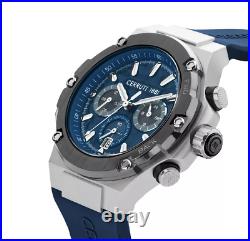 NEW CERRUTI 1881 Men's Lucardo Collection Blue Dark Silicone Strap Watch 44mm