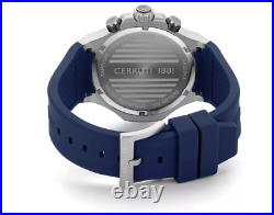 NEW CERRUTI 1881 Men's Lucardo Collection Blue Dark Silicone Strap Watch 44mm