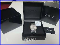 NEW Movado Collection Swiss Stainless Steel Mens Silver Dial 40mm Watch 0606782