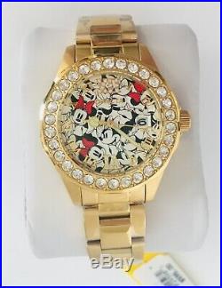 NIB INVICTA Mickey Mouse Logo Disney Limited Edition Dial Ladies Gold Watch