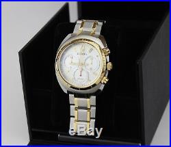 New Authentic Bulova Curv Collection Silver Gold Chronograph Men's 98a157 Watch