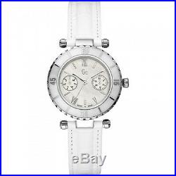 New Guess Collection Gc Diver Chic Lady Watch White Leather Strap Date I24001l1s
