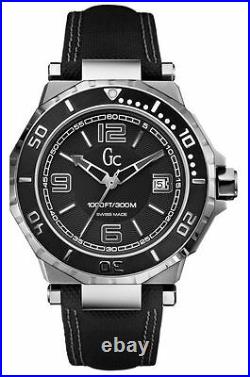 New Nwt Guess Collection Gc Watch Date Black Nylon Leather Strap X79006g2s Diver
