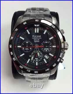 PULSAR Sport Collection Stainless Steel 100M Solar Chronograph WATCH PZ5005