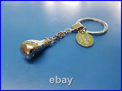 Personalised Chrome Boxing Glove Keyring In Gift bag with your message ANY TEXT