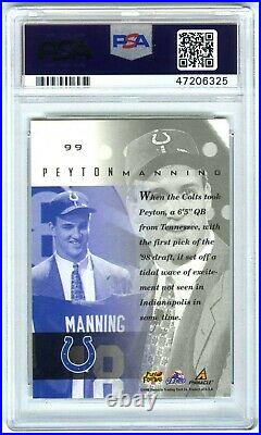 Peyton Manningrare Pop 31998 Pinnacle Mint Silver Psa-9 Mint Rookie Rc Card#99