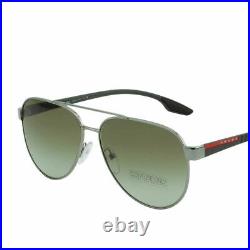 Prada Sport Men Aviator Sunglasses Gunmetal Frame Gradient Grey Lens