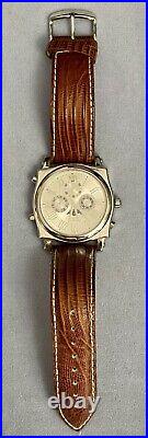 RARE Invicta Vintage 3009 40mm 4-Complication Brown Leather Sapphire Mens Watch
