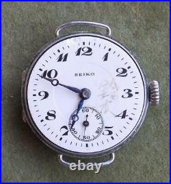 Rare Collectible 1920s Seikosha Watch Porcelain Dial Hinged Nickel Case