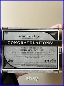 Ronald Acuna Jr 2021 Topps Museum Collection SILVER INK Archival Autograph #/ 85
