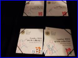Royal Mint London 2012 Silver Proof 50p Sports Collection 29 coins with COA