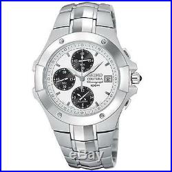 Seiko Snae55 Men's Coutura Collection Chronograph Silver Dial St. Steel Watch