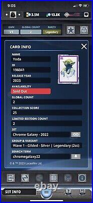 Star Wars Card Trader Legendary Gilded Silver Chrome Galaxy 2022 Yoda (2cc)