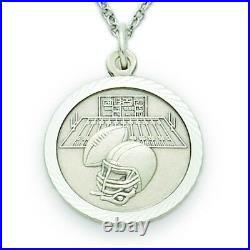 Sterling Silver Football Sports Medal with Christ Cross Back, 3/4 Inch