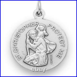 Sterling Silver Girls Basketball Sports Medal with Saint Christopher Back, 3/4 I