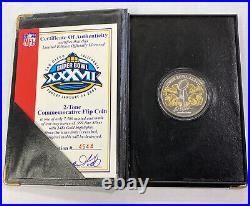The Highland Mint Sports Collection Super Bowl 35 2-tone. 999 Silver Commem Coin