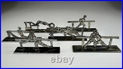 Vintage Art Deco Sports Theme Silver Plated Knife Rests 6 Pieces France 1930