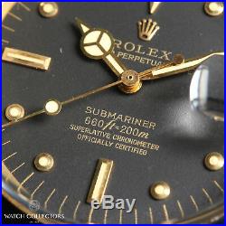 Vintage Collectable Rolex Submariner Date 1680 Nipple Dial 18k Yellow Gold