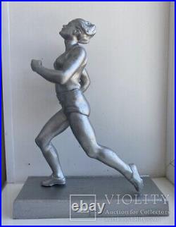 Vintage Sculpture Athlete Player Soviet Sports USSR Russina Silumin Rare Old 50s