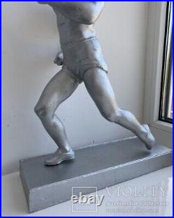 Vintage Sculpture Athlete Player Soviet Sports USSR Russina Silumin Rare Old 50s